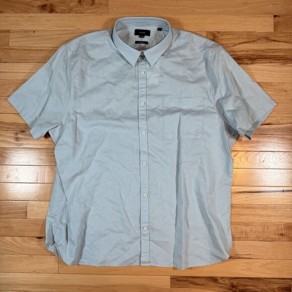 NWT Vince Classic Short Sleeve Linen Blend Button Up Shirt Sz XXL Blue MSRP $185 - Picture 5 of 11